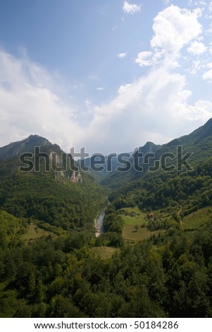Montenegro. Tara river canyon in bright sunny weather. The deepest canyon in Europe. Summer