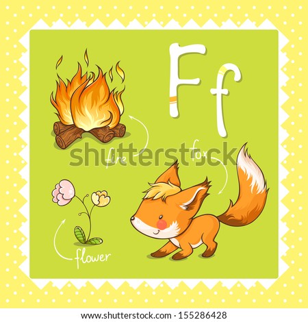 Colorful and cute kids alphabet letter F Colorful and cute kids alphabet letter F