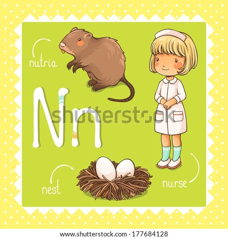 Colorful and cute kids alphabet letter N Colorful and cute kids alphabet letter N