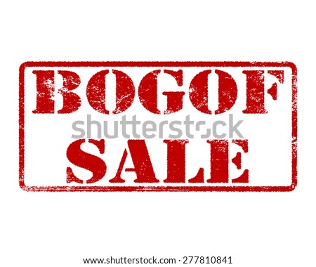 BOGOF buy one get one free sale rubber stamp over a white background.