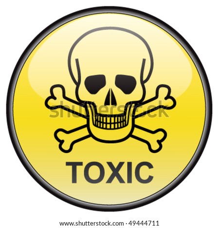 stock vector Skull and bones toxic vector round hazardous sign