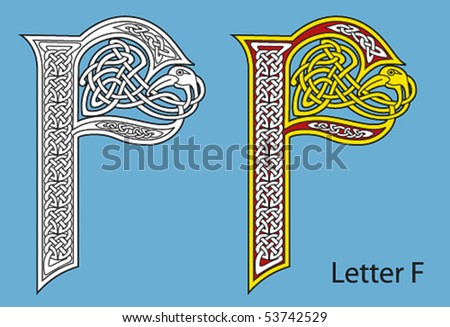 stock vector Ancient Celtic alphabet 26 letters 