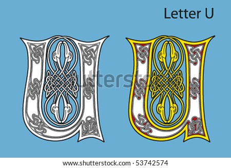 stock vector Ancient Celtic alphabet 26 letters 