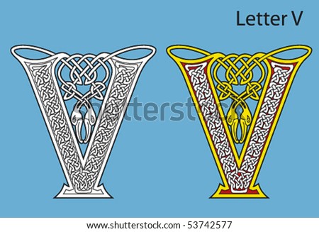 stock vector Ancient Celtic alphabet 26 letters 