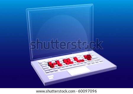 computer with red word help on the keyboard