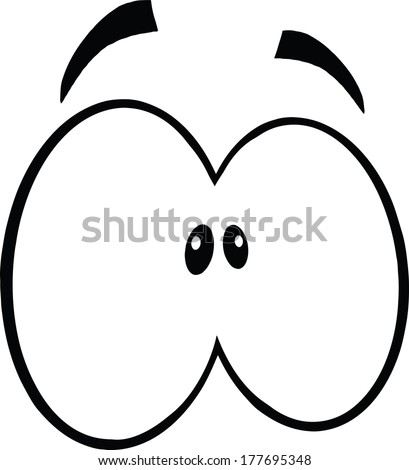 Black And White Scared Cartoon Eyes. Vector Illustration Isolated on white