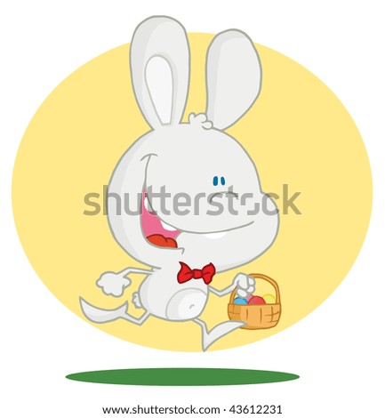 easter eggs in a basket with a bunny. easter eggs in a asket