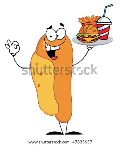 stock vector : Hot Dog Mascot