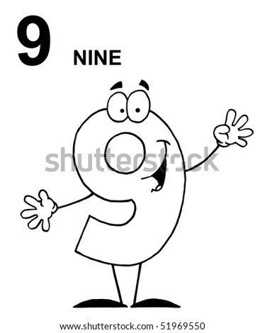 Count to 500 with Pictures Stock-vector-friendly-outlined-number-nine-guy-with-text-51969550