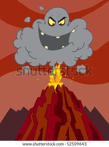 cartoon of volcano