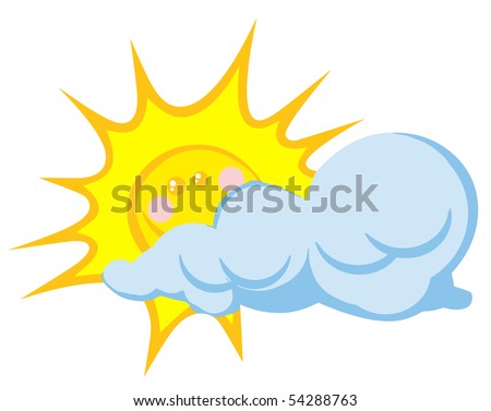 clip art sun and clouds. Smiling Sun Behind Cloud