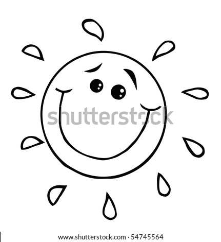 smiley sun clipart. Outlined Smiling Sun