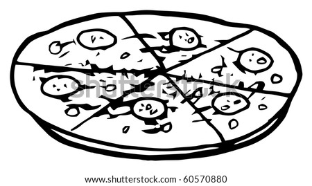 pizza slice outline. stock vector : Outlined Sliced
