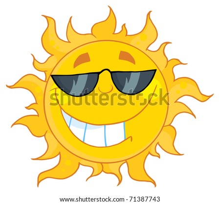 clip art sun with sunglasses. stock vector : Smiling Sun With Sunglasses