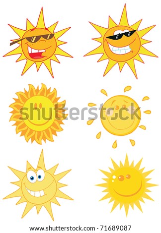 happy cartoon sunshine. stock photo : Happy Sun Mascot