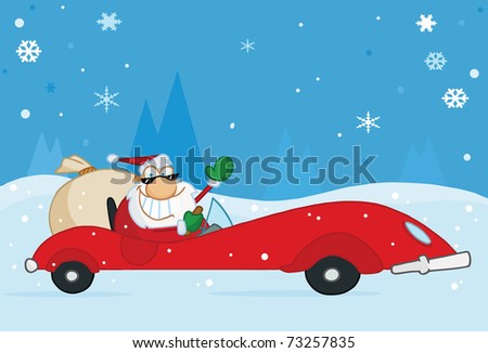 Sport Cars on And Driving His Convertible Red Sports Car In The Snow   Stock Photo