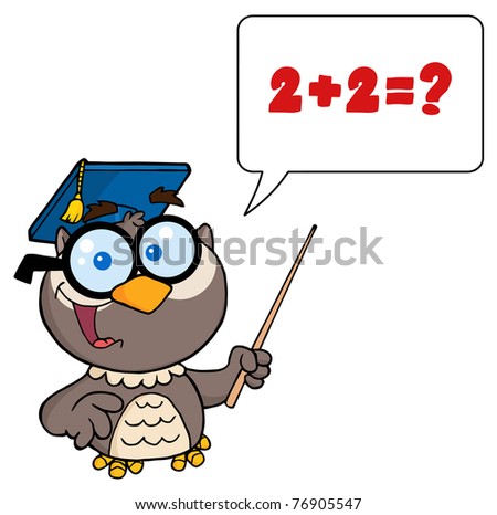 Cartoon Character on Owl Teacher Cartoon Character With Graduate Cap  Pointer And Speech