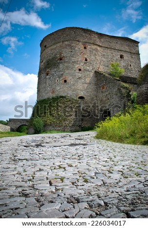 Famous tourist attraction is ancient castle in Kamianets-Podilskyi, Ukraine