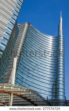 MILAN APRIL 13: New skyscraper and blue sky  on April 13th, 2015 in Milan, Italy