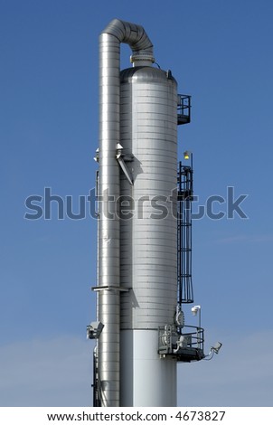 Stainless steel tower used at a chemical manufacturing plant