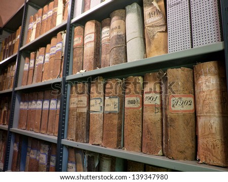 old vintage files in a storage room