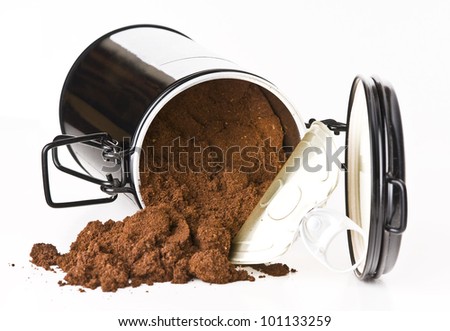 stock photo : Ground coffee in a can