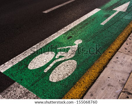 Cycle lane with arrow - Nice, France, eco-friendly travel