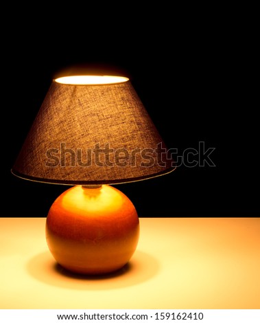 Bedside lamp at night