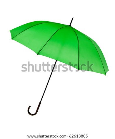 Bright green umbrella - isolated on white.
