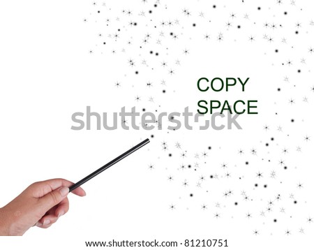 Magic wand, black, with sparkles and stars background