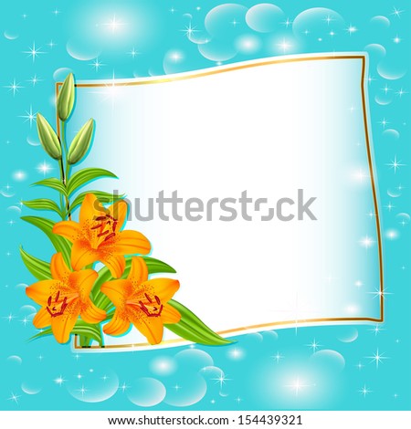 illustration background with blue flowers and patches of light