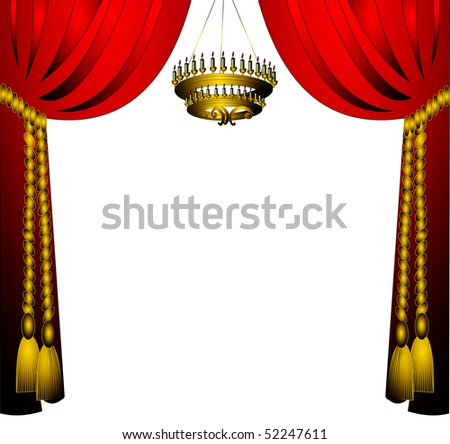 The Curtain with cyst and chandelier with candle.