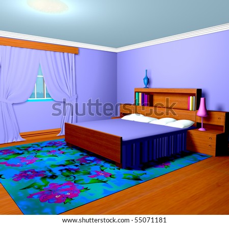 The Modern bedroom with bed and night table.