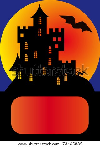 illustration house on background of the moon and stars on holiday halloween