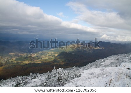 View from trail to the Babia GÃ?Â³ra Peak from Beskidy mountains, border of Poland and Slovakia
