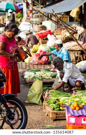 COLOMBO, SRI LANKA - MARCH 13: Traditional street market on March 13, 2013 in Colombo, Sri Lanka. Street market is the component of traditional Sri Lankan culture.