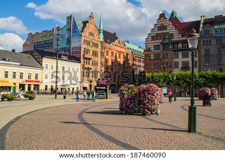 MALMO, SWEDEN - JUNE 20: People visit the main square on June 20, 2012 in Malmo, Sweden. After Stockholm and Gothenburg, Malmo is the 3rd most visited city in Sweden.