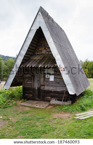 BESKIDY MOUNTAINS, POLAND - OCTOBER 10: Student shelter in Beskidy mountains, Poland on October 10, 2013. Shelters are used for primitive and short term accomodation.