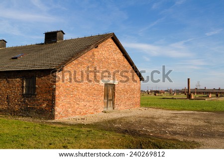 Buildings in the former German concentration camp in Oswiecim, Poland. Oswiecim was the largest German concentration camp in Europe during World War II.