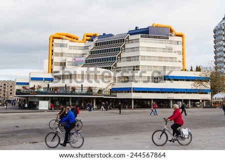 ROTTERDAM, NETHERLANDS - NOVEMBER 9: Library of Rotterdam on November 9, 2014 in Rotterdam, Netherlands.Is the most popular cultural institution of Rotterdam.