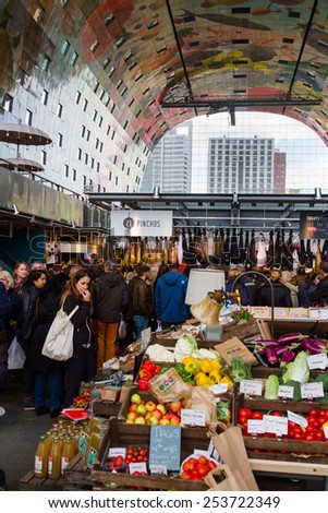 ROTTERDAM, NETHERLANDS - NOVEMBER 10, 2014: view of the new artistic market hall in Rotterdam, Netherlands, november 10, 2014