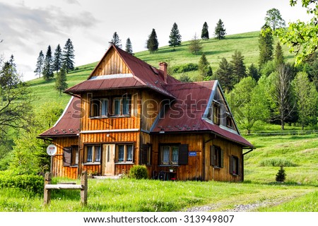 Old vintage, wooden traditional house in the mountains in Pieniny mountains, Poland