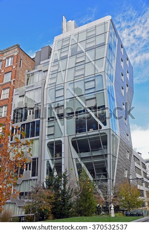New York City, NY - November 15: The High Line Park in the Chelsea district of New York City on November 15, 2015 is a destination for enjoying the outdoors, and different styles of architecture.