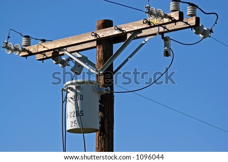 High Voltage Electric Wiring, on an older wooden pole in Southern California