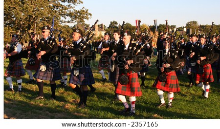 Scottish Bagpipes on Parade in Lake Forest during the Open Lands Bagpipes and Bonfire annual event