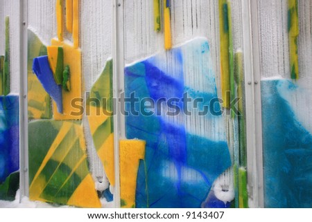 Frozen Panels of Colored Ice Looks Like Paintings Below Zero, Millennium Park, Chicago