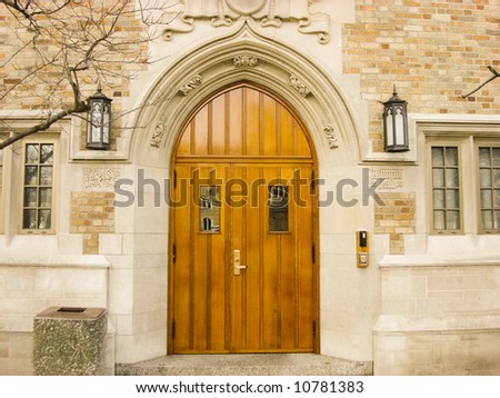 Arched Doorway on the Campus of Notre Dame University in South Bend, Indiana