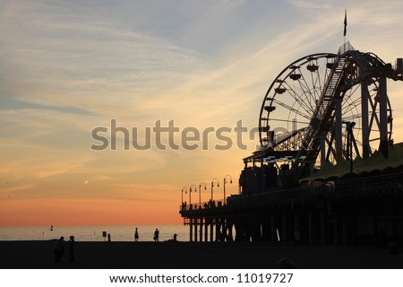 Sunset and the Santa Monica Pier in Southern California