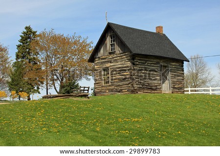 Pioneer log cabin in rural Michigan