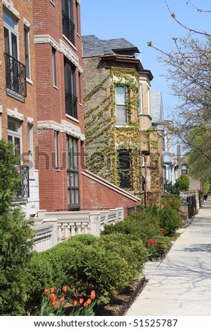 Typical residential neighborhood in Lincoln Park, in Chicago.